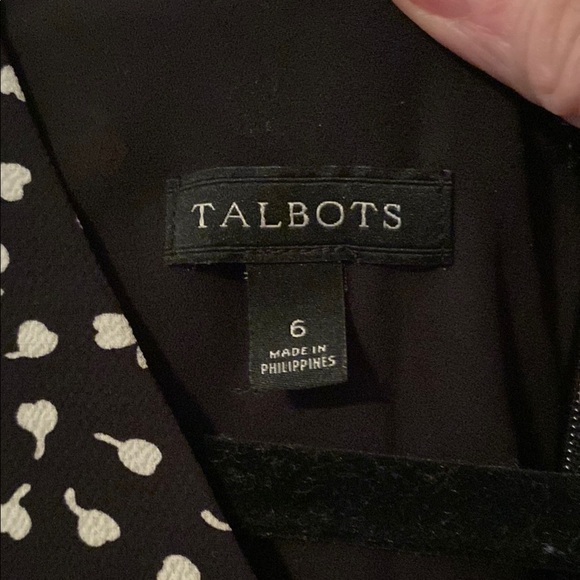 Talbots Black and White Ruffled V-Neck Midi Sundress - Picture 3 of 10